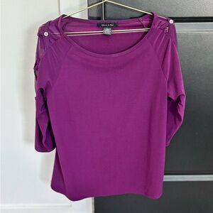 Women’s purple sheer middle sleeve shirt